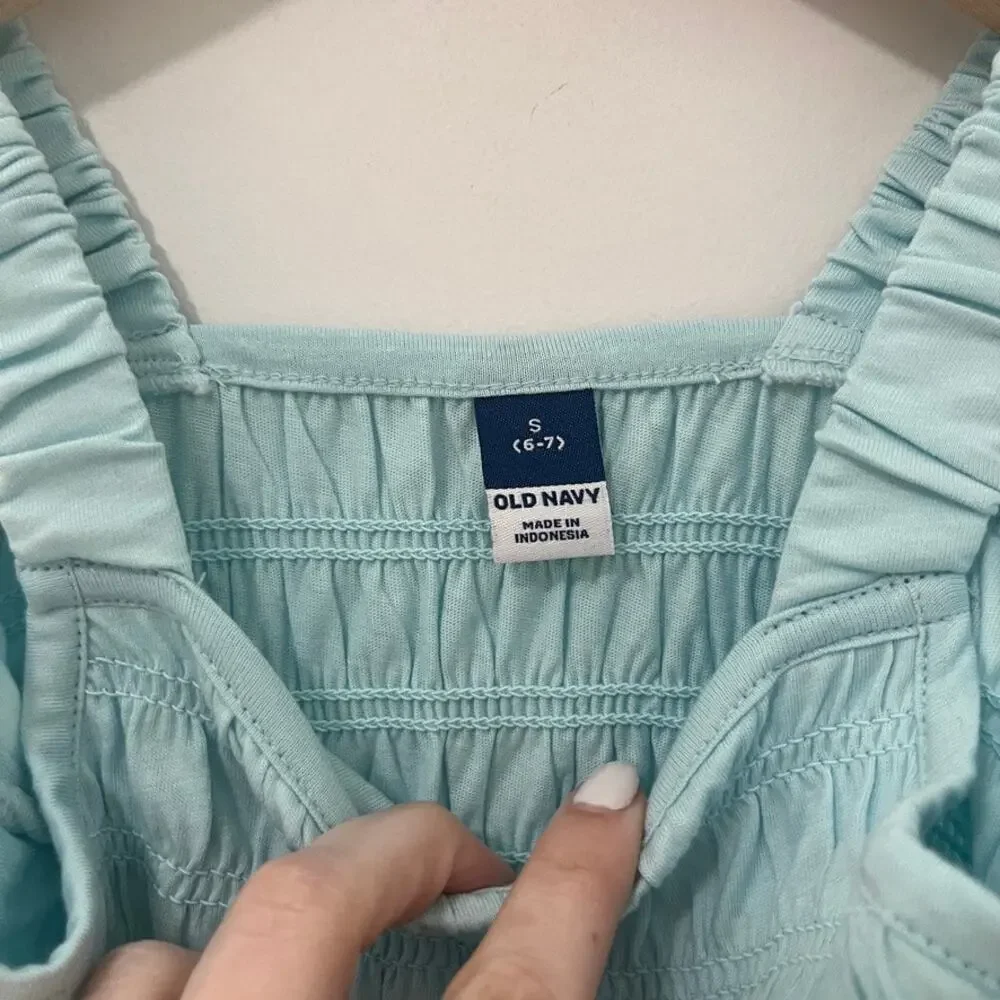 NEW Old Navy Girls Light Blue Smocked Romper Size Small